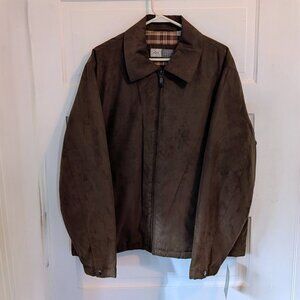 Men's Faux Suede Insulated Jacket, size L, Dark Khaki color